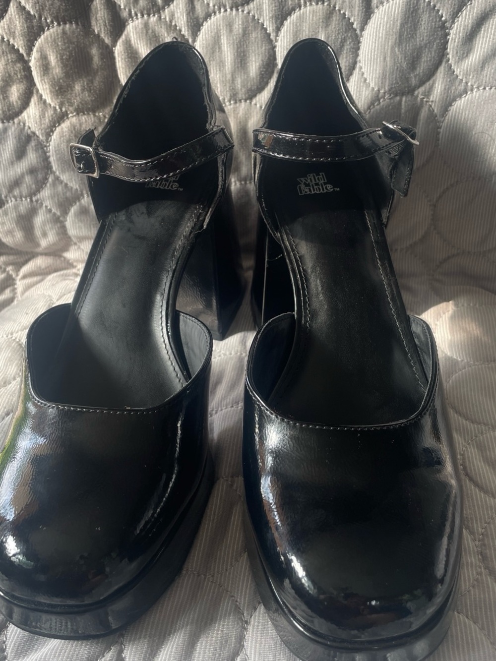 wild fable Black Patent Platform Mary Jane Heels with Ankle Strap
